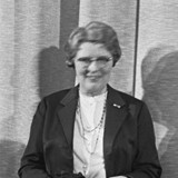 Clara Wilhelmina Visser in 1965. Ze was de eerste vrouwelijke hoogleraar aan de Landbouwhogeschool Wageningen. © PD.
