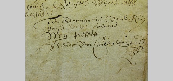 Brief van Arend van Curler (in te zien in het archief van Het Scheepvaartmuseum, Amsterdam)