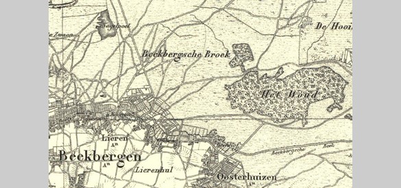 Het Beekbergerwoud op een kaart uit 1866