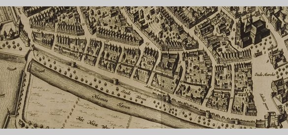 De zuidelijke binnenstad op de kaart van Blaeu, 1649