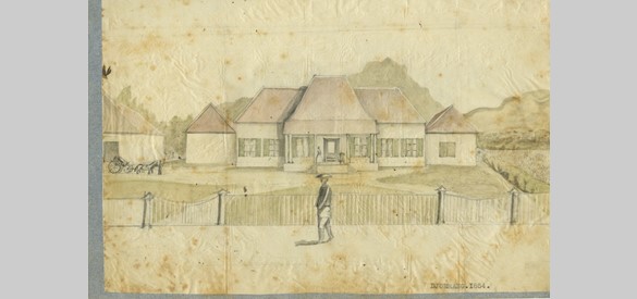 Schets van huis Djoerang op Java, 1854.