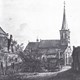 De vroegere Grote- of St. Catharinakerk van Nijkerk, aan het begin van de achttiende eeuw (getekend door P. van Liender). © 
