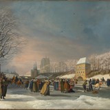 Schaatswedstrijd voor vrouwen op de Stadsgracht in Leeuwarden, 21 januari 1809, Nicolaas Baur, 1809 © Rijksmuseum