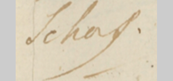 Handtekening van Daniel Francois Schas (1815) in 4589-4592 Minuut-notulen van de Raad van Koophandel en Koloniën; met bijlagen. 1814-1815
