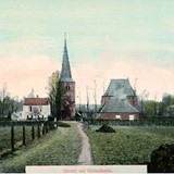 De protestantse kerk op een ansichtkaart uit 1910. Je ziet duidelijk dat het middenschip ontbreekt. © Collectie G.G. Driessen CC-BY-NC