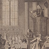 ‘Beroering onder den godsdienst te Nieuwkerk’, gravure uit 1788 van Reinier Vinkeles (Atlas van Stolk, inventarisnummer 6376).