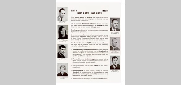 Folder van de gemeenteraadsverkiezingen in 1970.