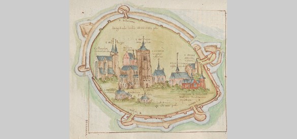 Arnhem rond 1580, in het Diarium van Aernout van Buchell
