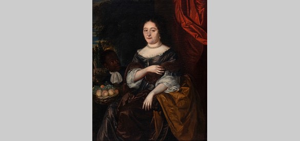 Schilderij Anne de Bye met zwarte bediende, ca 1690