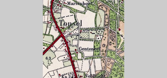 Tonsel op een kaart uit 1951