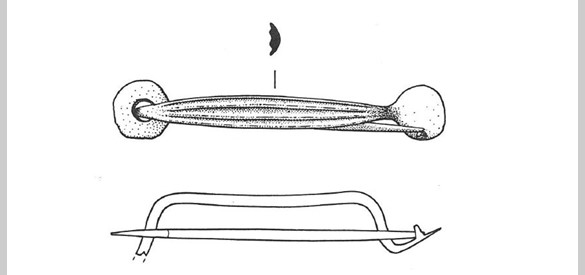 Late variant van de Bügelplattenfibel uit Hille-Nordhemmern, Vroege IJzertijd. Schaal 2:3.
