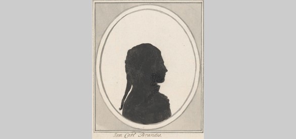 Portret in silhouet van Jan Carel Brandes, de opa van de twee kinderen uit Guyana.