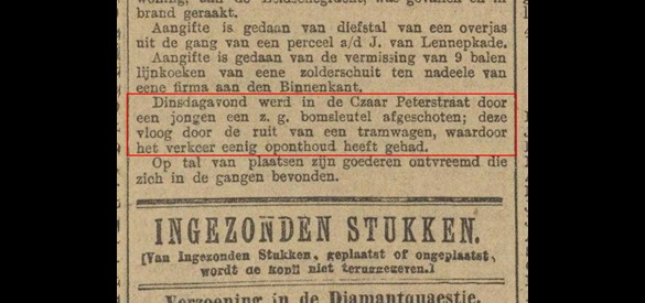 Bomsleutels waren zeker niet ongevaarlijk, zoals te lezen in het Algemeen Handelsblad van 2 januari 1902