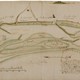 Kaart van de IJssel 1661. De IJssel moest zich door een wirwar van zand- en grindbanken en dammen wringen. © Isaac Geelkercken, Gelders Archief PD