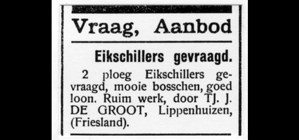 Advertentie voor het zoeken van Eekschillers