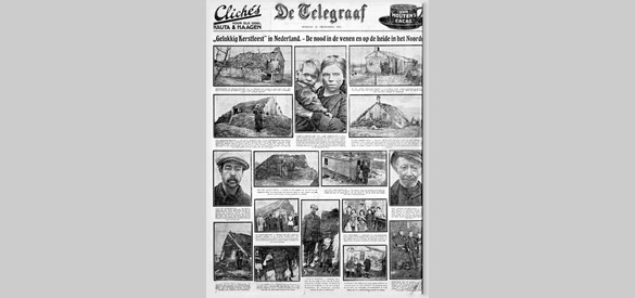 Fotoreportage over het lot van arbeiders in de venen en in het noorden van het land, De Telegraaf, 25-12-1921 (Delpher)