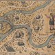 Kaart met rivieren Maas en Waal en strijd Spanjaarden en Staatsen rond fort De Voorn met kampementen. Gravure, gekleurd © Bron: Stadskasteel Zaltbommel, PD