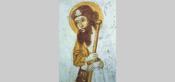 Secco: Sint Jacobus met schelp op voorhoofd