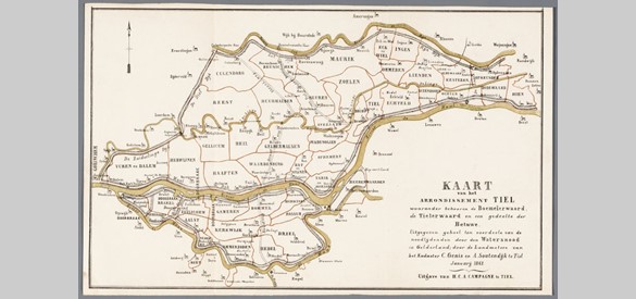 Kaart gemeente Tiel 1861