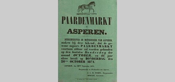 Poster Paardenmarkt te Asperen 1871