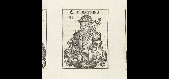 Verbeelding van Karel de Dikke door Michel Wolgemut in 1493