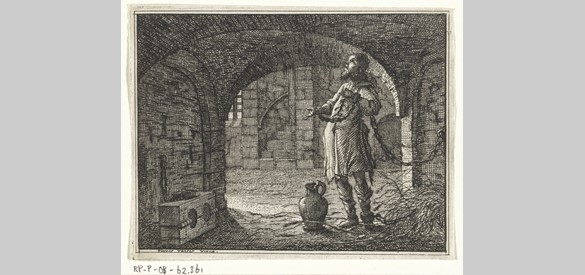 Gevangene in kerker, Vincent Laurensz van der Vinne, 1714.
