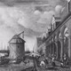 De kraanpoort aan de Waalkade in Nijmegen omstreeks 1750. De Waal bracht economische activiteit in de vorm van visserij, bedrijvigheid en handel. © Bron: Regionaal Archief Nijmegen CC0