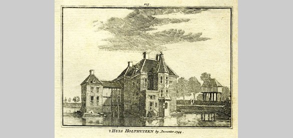 Het Holthuis bij Twello in 1744 op een gravure van Hendrik Spilman. De gravures zijn op basis van de tekeningen van Jan de Beijer gemaakt.