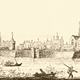Zicht op de stad Wageningen met links het kasteel. Tekening uit 1730 © Het Gelders Archief PDM