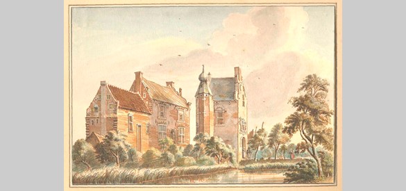 Huis te Lathum getekend door Jan de Beijer in 1742