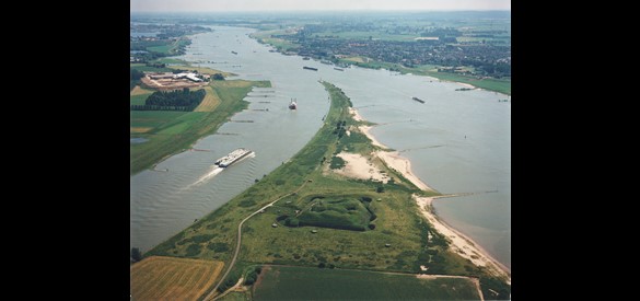 Het splitsingspunt van Rijn en Waal, zoals dat na 1702 bij Pannerden kwam te liggen.