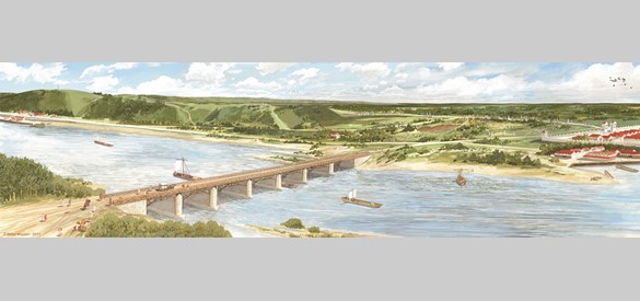 Impressie van de Romeinse brug bij Nijmegen
