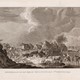 Mensen brengen zich in veiligheid op de dijk bij doorbraak door kruiend ijs bij Millingen in 1799 © Reinier Vinkeles, Topografie van Nederland, collectie Universiteitsbibliotheek Leiden