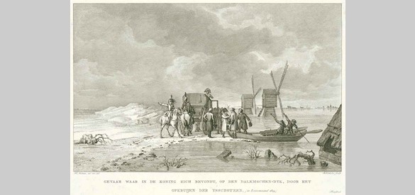 Koning Lodewijk Napoleon bezoekt in 1809 Dalem aan de Waaldijk in de Tielerwaard