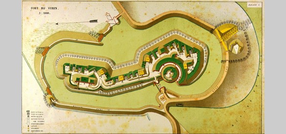 Fort Vuren op een plattegrond van omstreeks 1840