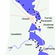 Globale indicatie van de inundatiegebieden en belangrijkste versterkingen van de Nieuwe Hollandse Waterlinie. © Niels Bosboom CC-SA 3.0