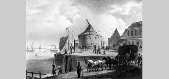 Sinds 1420 – en mogelijk al eerder - had Nijmegen een hijskraan voor het laden en lossen van goederen (J.F. Christ, 1834).