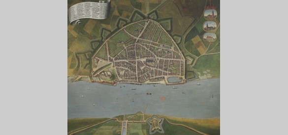 Bij de aanleg van de nevengeul bij Lent is veel archeologisch onderzoek gedaan. Daarbij werden delen van het verdwenen fort Knodsenburg blootgelegd, zoals hier te zien op een vogelvlucht uit 1668, helemaal onderaan.
