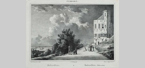 Wandelaars op de Belvedere, 1834. In de negentiende eeuw raakte wandelen onder welgestelden in de mode, als culturele bezigheid.