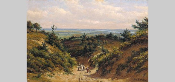 Gezicht op de Ooijpolder vanaf de Holleweg bij Berg en Dal. Op de achtergrond de Waal. De Haagse landschapsschilder Willem Carel Nakken maakte dit schilderij mogelijk in 1859, toen hij in schildersdorp Oosterbeek werkte.