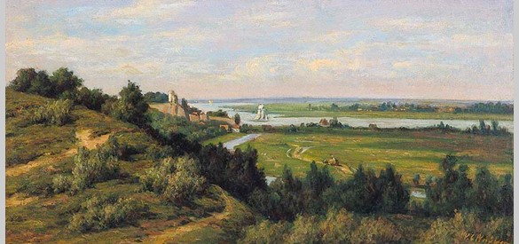De Haagse landschapsschilder Willem Carel Nakken maakte dit gezicht op de Waal en Nijmegen mogelijk in 1859, toen hij in schildersdorp Oosterbeek werkte.