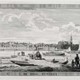 Op deze ets van Jan Caspar Philips uit 1741 zijn links van de aanlegsteiger van de gierpont baders te zien. © Jan Caspar Philips, 1741, collectie Museum Het Valkhof - CC-BY