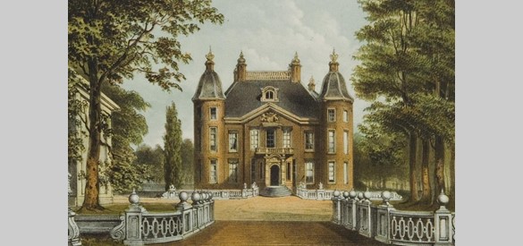 Tekening van kasteel Biljoen in 1874