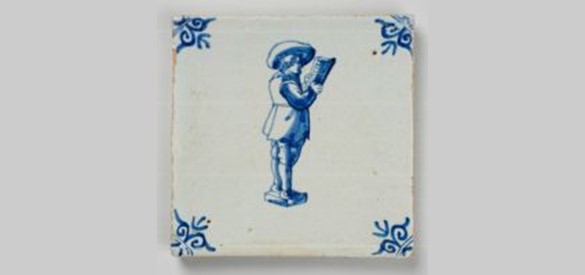 Tegel van aardewerk, voorstellende een stadsomroeper, ca. 1625-1650