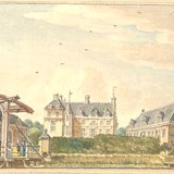 Het huis Ampsen bij Lochem getekend door Jan de Beijer tussen 1741 en 1749. © Jan de Beijer, RKD - Nederland Instituut voor Kunstgeschiedenis, PD