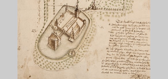 04 Kasteel Middachten met omgrachting (uitvergroot detail kaart 1652)