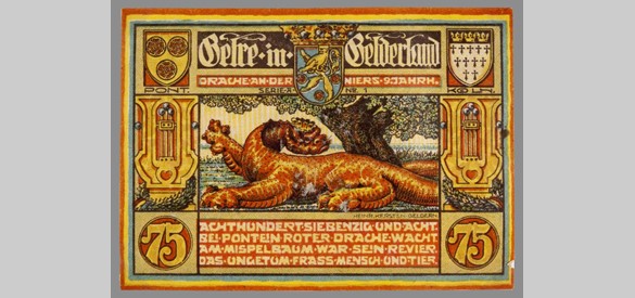 Duits Noodgeld (1922) met afbeelding van de draak van Gelre.