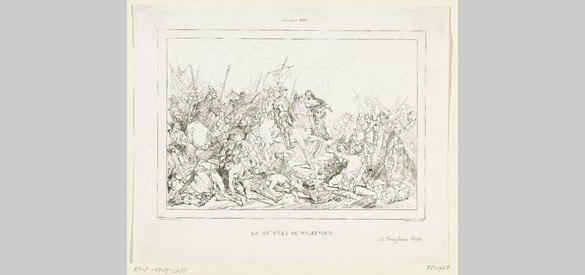 De slag bij Woeringen, naar N. de Keyser door Henry Brown 1837-1839