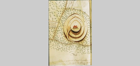 Manuscriptkaart van de motte Montferland uit 1727