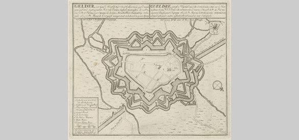 Plattegrond van Geldern: Gelder, eertijds de hoofdstad van heel Gelderland. In 1703 aan de koning van Pruissen overgegaan (Carel Allard)